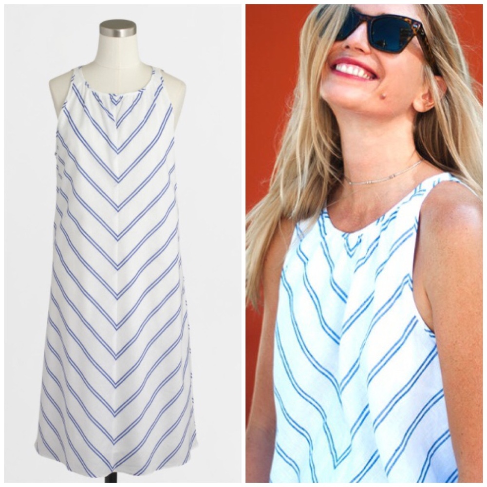 J. Crew Chevron Stripe Linen Cotton Dress --- 2